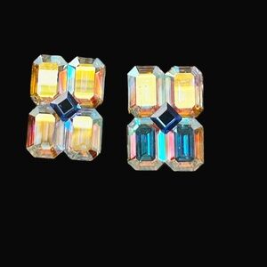 Vintage Aurora Borealis Crystal Statement Earrings